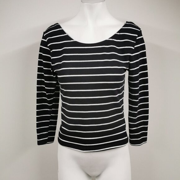 H&m Divided Striped Semi Off Shoulder Top - Picture 1 of 3